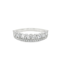 18kt White Gold Natural Baguette & Round Diamond Wedding Ring (.59ct)