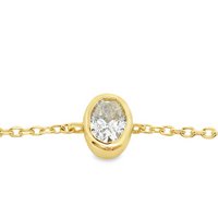 18kt Yellow Gold 7" Natural Oval Diamond Cable Link Bracelet (.18ct)