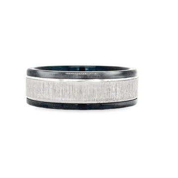 Triton Black Tungsten With 14K White Gold Insert 8mm Ring