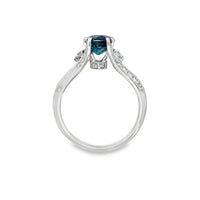 18kt White Gold Natural London Blue Topaz and Diamond Split-Shank Engagement Ring (2.09ct)