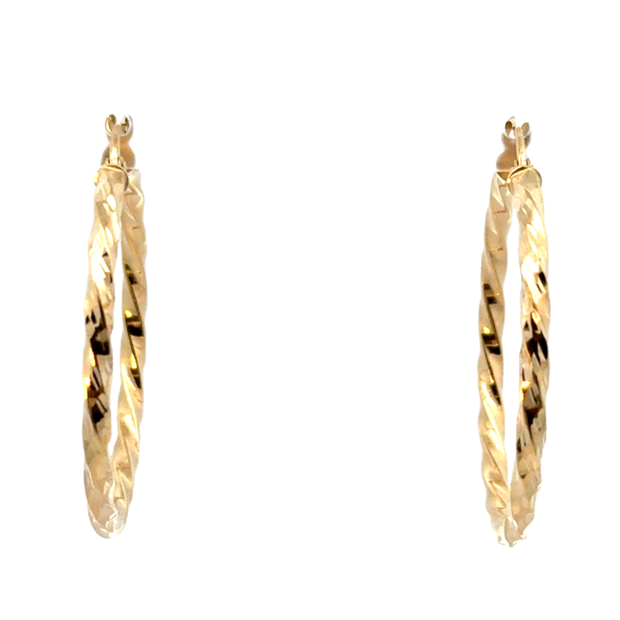 14kt Yellow Gold Italian Made Twisted Hoop Earrings (2.8g)