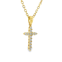 18kt Yellow Gold Natural Round Diamond Cross Pendant (.24ct)