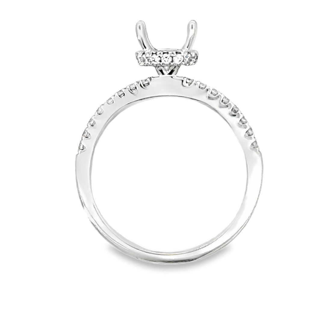 18kt White Gold Hidden Halo Natural Diamonds Semi-Mount Ring (0.26ct)