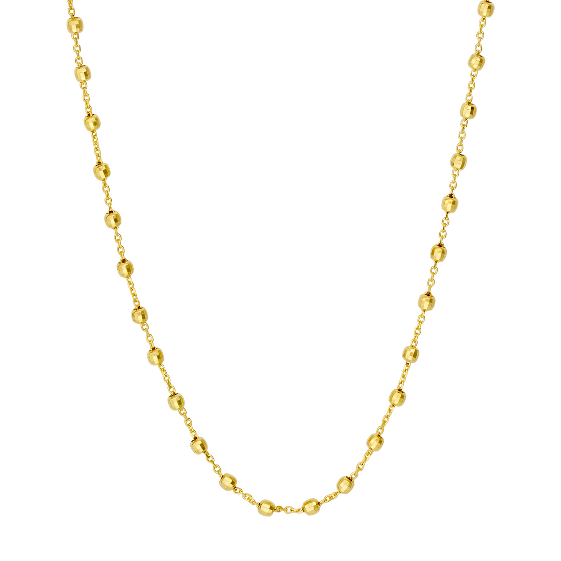 Yellow-Plated Sterling Silver 2.5mm Diamond Cut Bead Station 10" Anklet