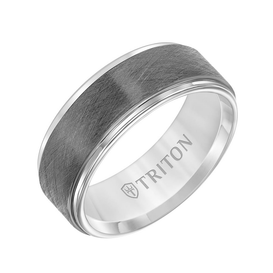 Triton Tu-Tone Tungsten 8mm Matte Finish Ring