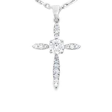 18kt White Gold Natural Diamond Cross Pendant (0.48ct)