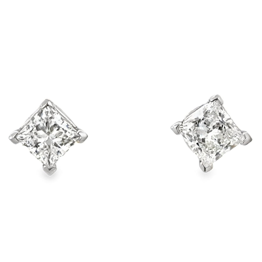 14kt White Gold Lab-Grown Princess Diamond Stud Earrings (1.50ct)