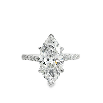 14kt White Gold Lab-Grown Marquise and Round Diamond Engagement Ring (2.87ct)