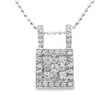 18kt White Gold Natural Diamond Square Pendant (0.48ct)