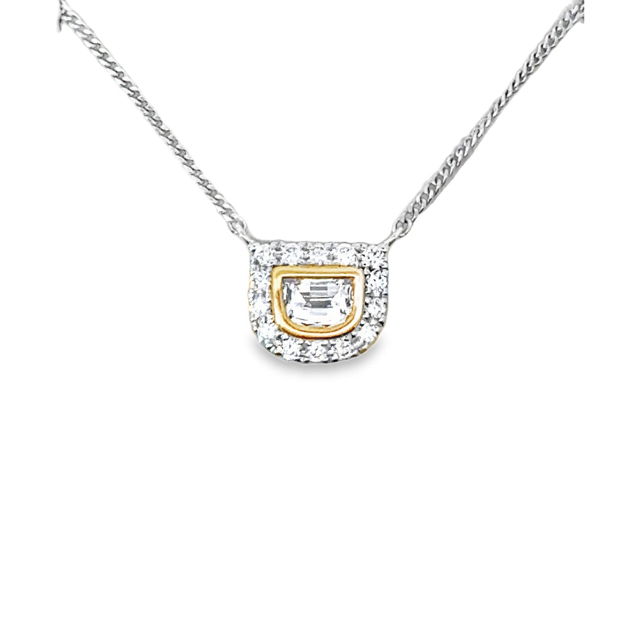 18kt Tu-Tone Gold Natural Diamond Free Form Pendant (0.33ct)