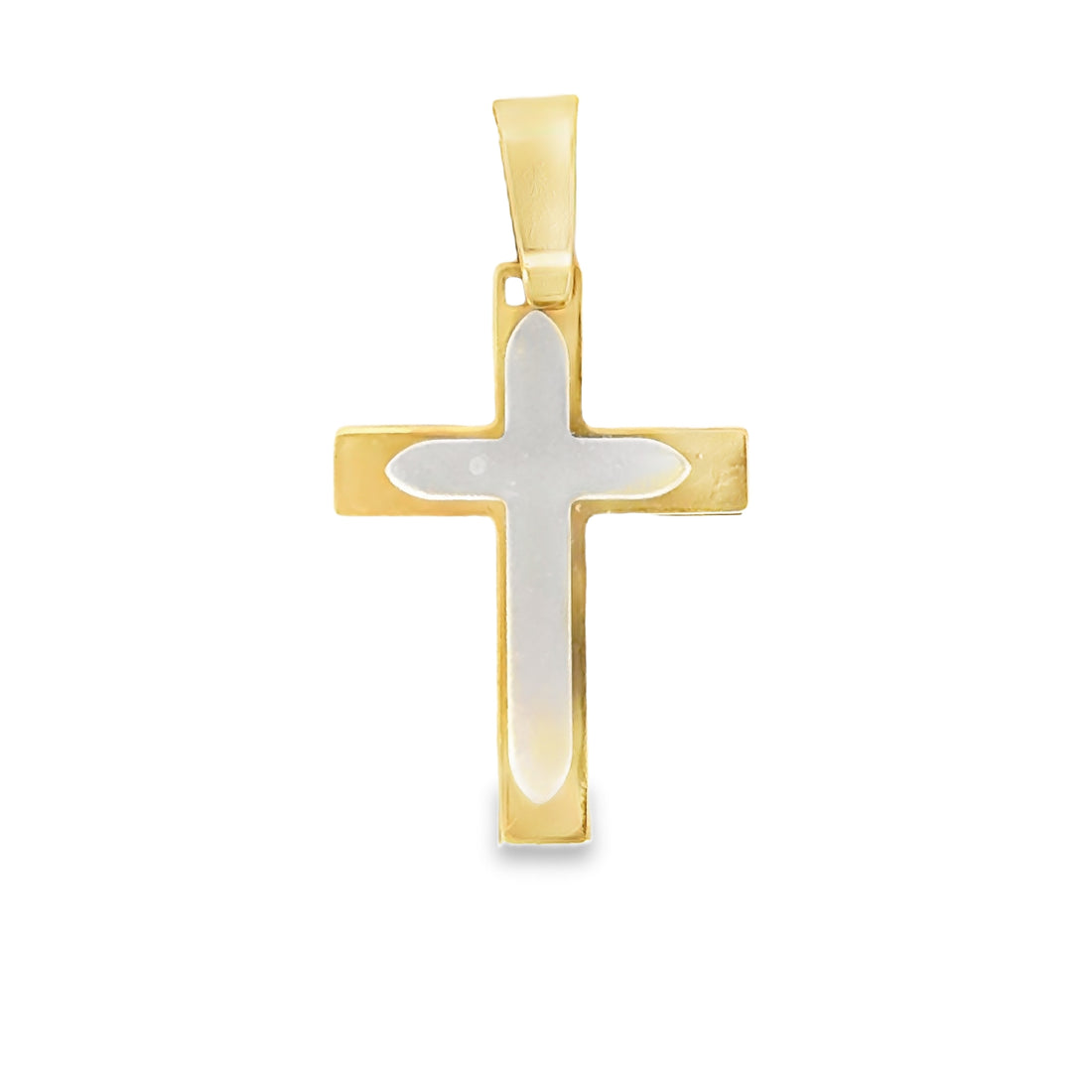 18kt Two-Tone Gold Italian Made Cross Pendant (2.96g)