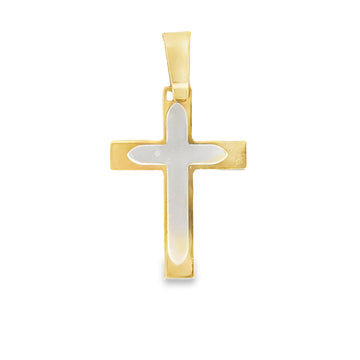 18K Two-Tone Gold Cross Pendant (2.96g)