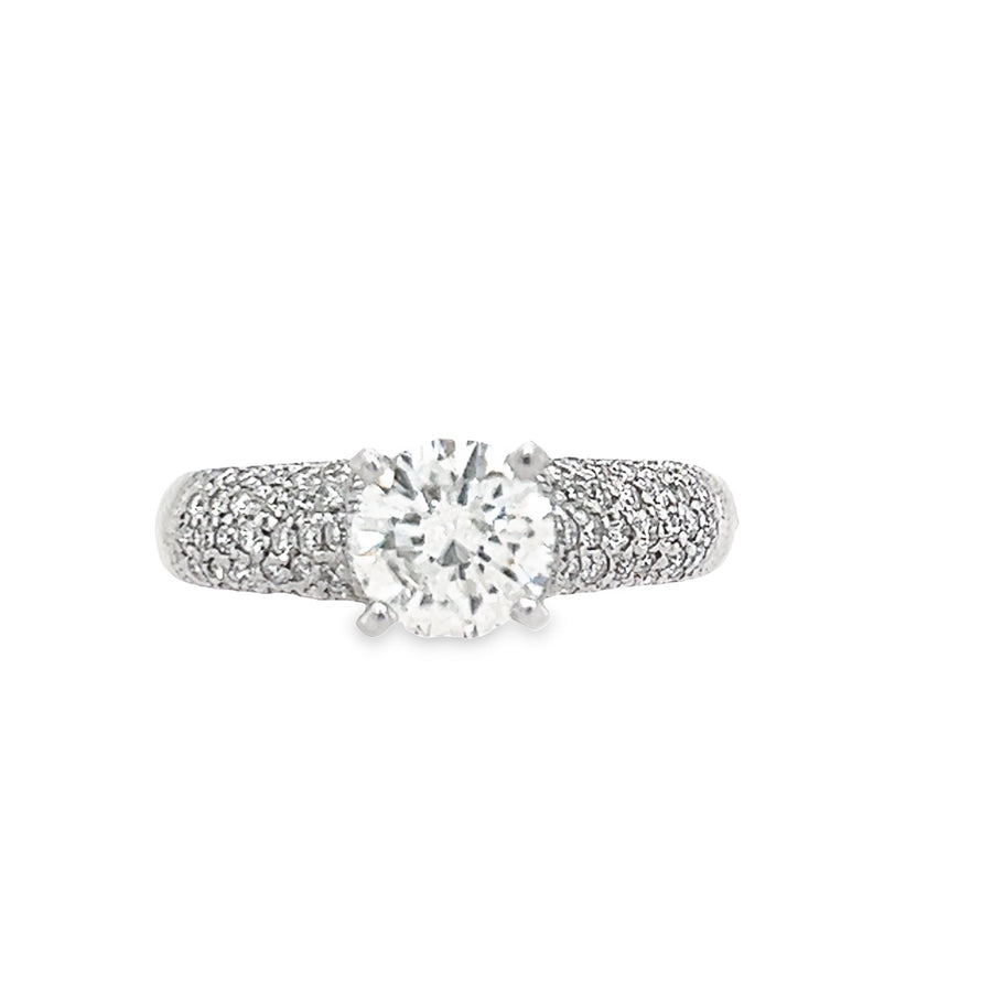 18K White Gold Natural Round Brilliant Diamond Engagement Ring (1.00ct)