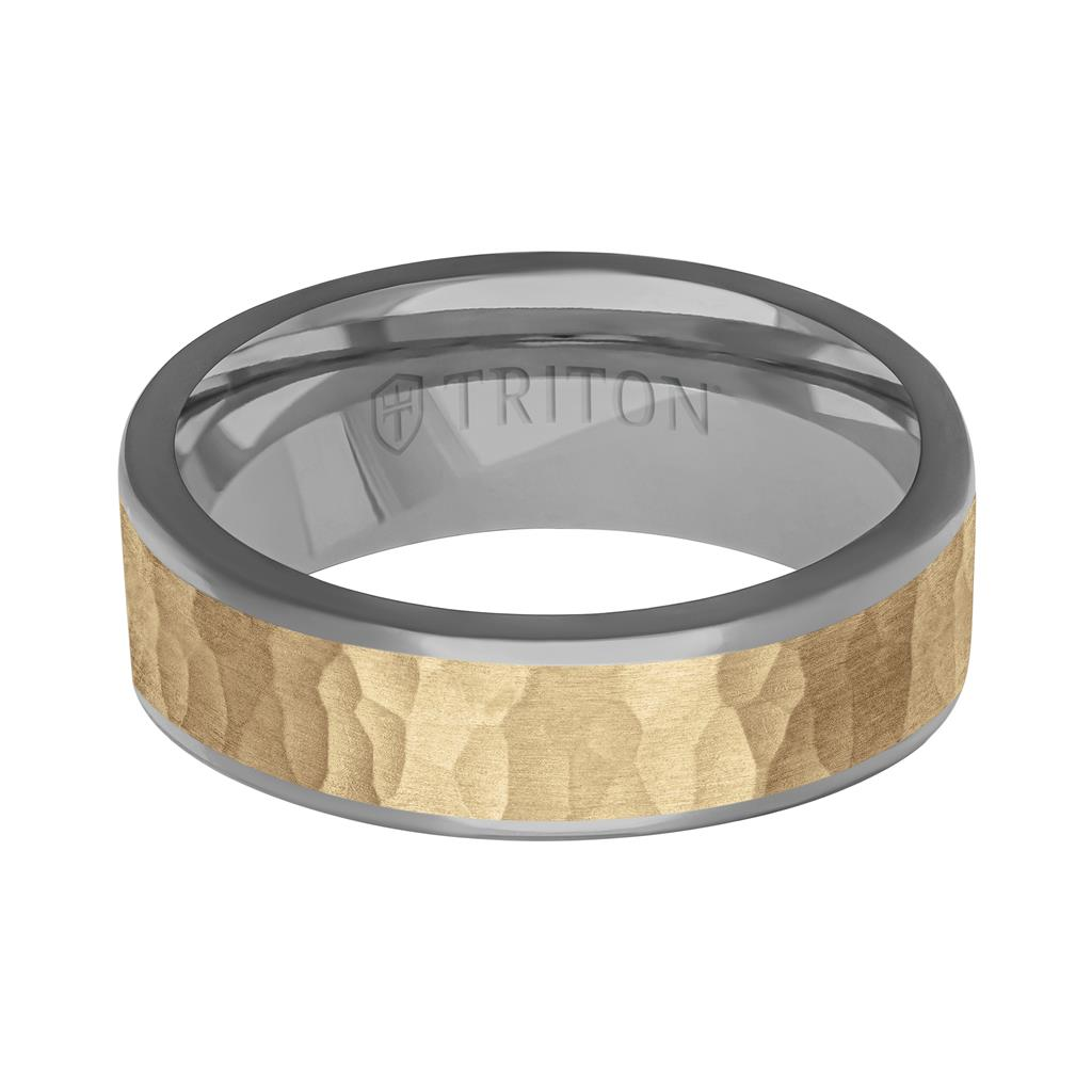 Triton 14kt Two-Tone Gold and Tantalum 6mm Hammered Finish Ring