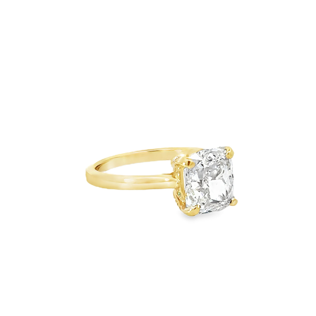 18kt Yellow Gold Lab-Grown Cushion Diamond Engagement Ring (3.12ct)