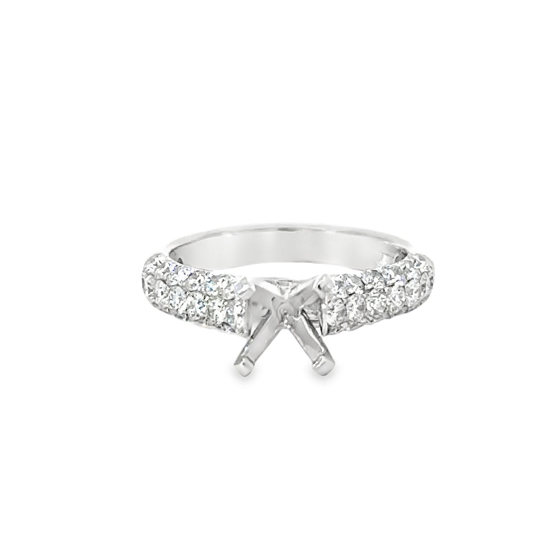 18kt White Gold Pave Natural Diamonds Semi-Mount Ring (1.05ct)