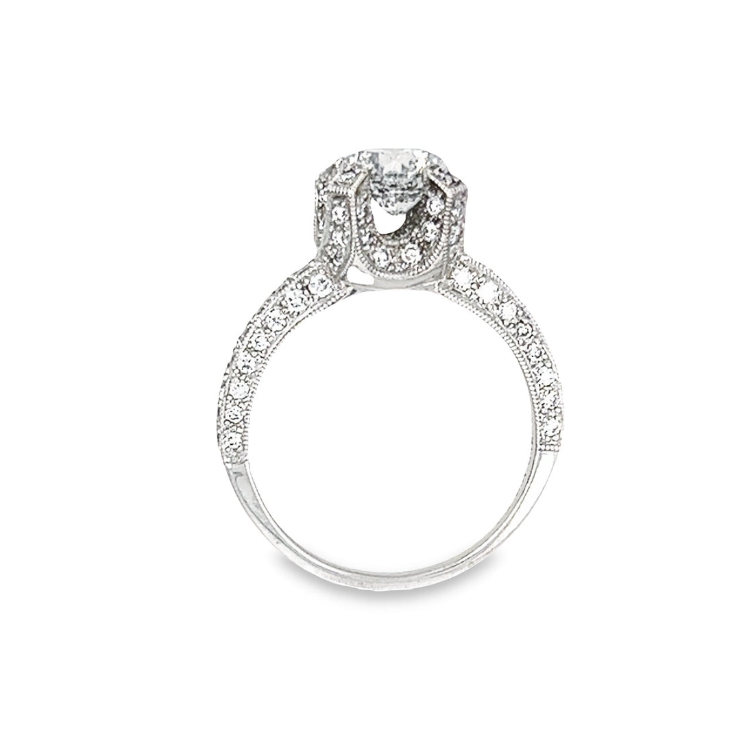 18K White Gold Natural Round Brilliant Diamond Engagement Ring (1.24ct)