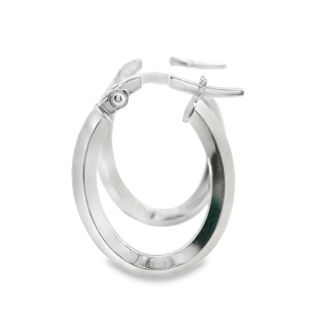 18kt White Gold Italian Made Medium Hoop Earrings (1.11g)