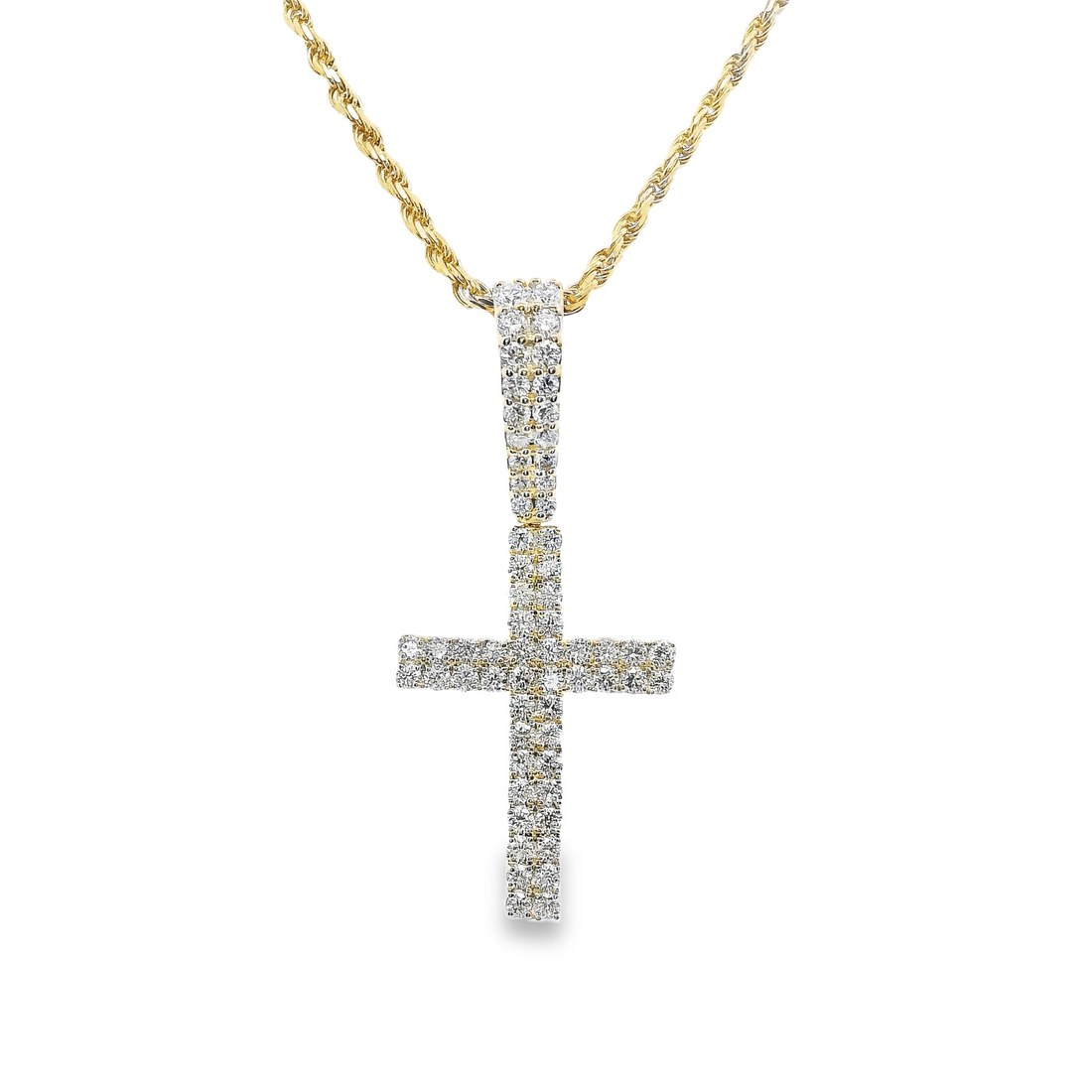 14kt Yellow Gold Lab-Grown Round Diamonds Cross Pendant (.56ct)