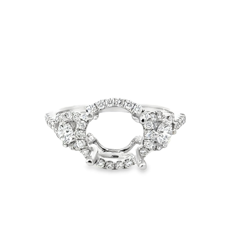 18kt White Gold Halo Natural Diamonds Semi-Mount Ring (0.64ct)