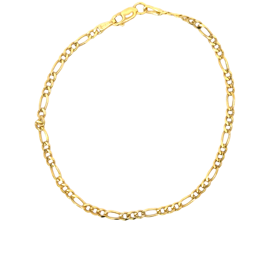 14K Yellow Gold 7" 2.5mm Figaro Style Bracelet (2.02g)