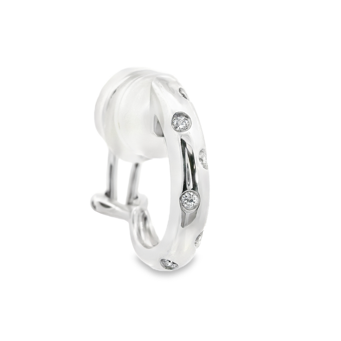 18kt White Gold Natural Diamonds Medium Hoop Earrings (0.18ct)