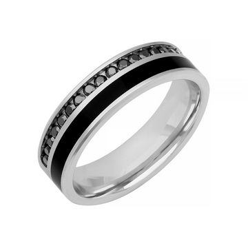 Goldman 14K White Gold and Black Ceram8 Diamond Ring (.38ct)