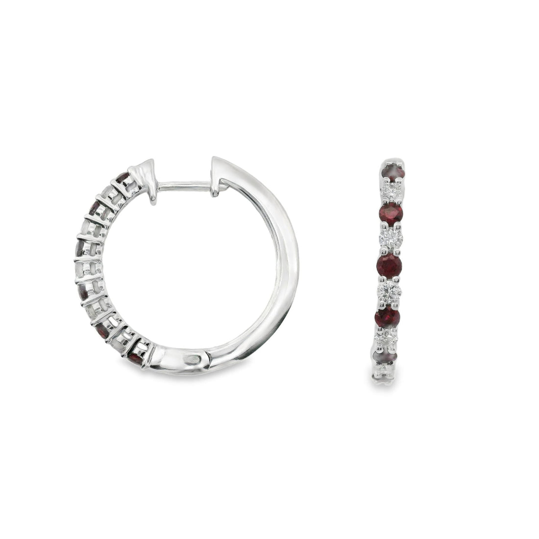 18kt White Gold Rubies and Diamonds Hoop Earrings (.59ct)