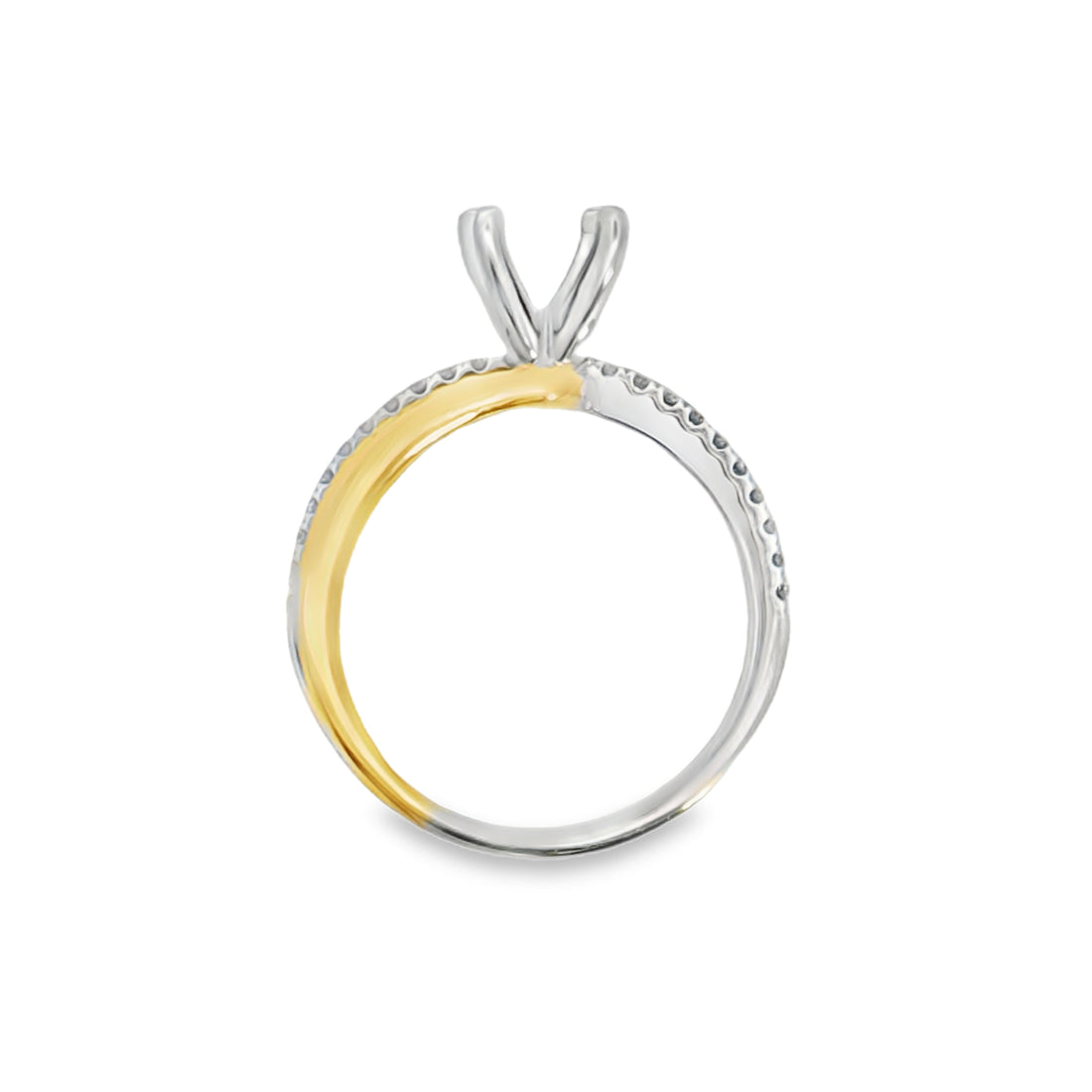 18kt Two-Tone Natural Round Diamond Semi-Mount Ring (.19ct)