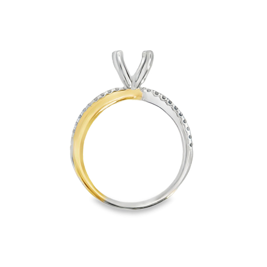 18kt Two-Tone Natural Round Diamond Semi-Mount Ring (.19ct)