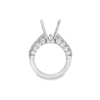 18K White Gold Natural Round Diamond Semi-Mount Ring (3.00ct)