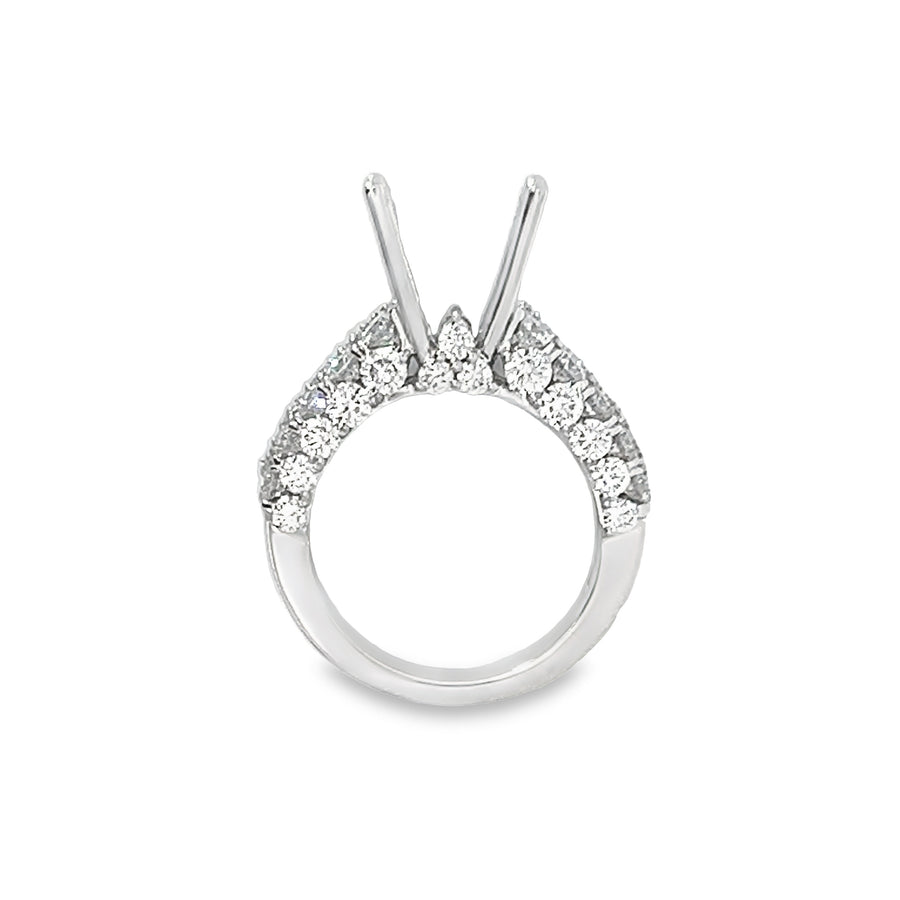 18K White Gold Natural Round Diamond Semi-Mount Ring (3.00ct)