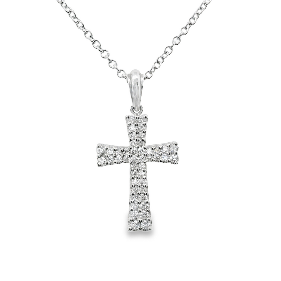 18kt White Gold Natural Diamond Cross Pendant (0.49ct)