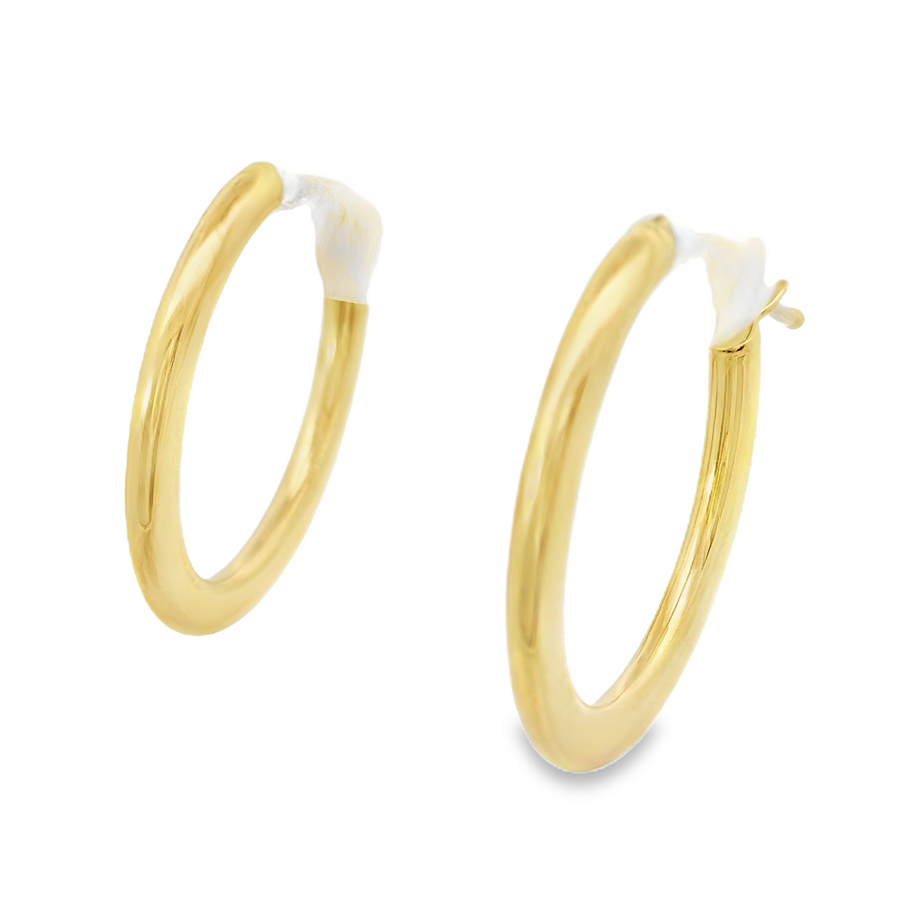 18kt Yellow Gold Italian Made Medium Hoop Earrings (1.2g)