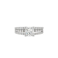 18K White Gold Split Shank Natural Princess Cut Diamond Engagement Ring (1.03ct)