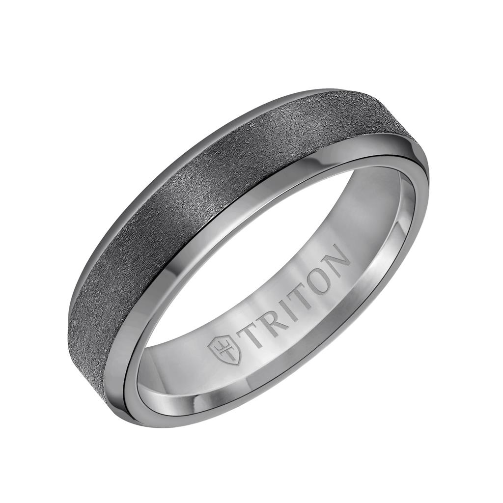 Triton Tantalum Satin Finish Bevel Edge Wedding Band