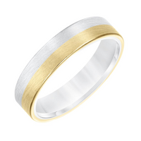 Goldman 14kt Two-Tone 5mm Brushed Finish Comfort Fit Wedding Ring