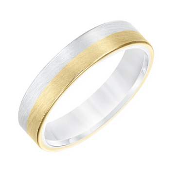 Goldman 14kt Two-Tone 5mm Brushed Finish Comfort Fit Wedding Ring