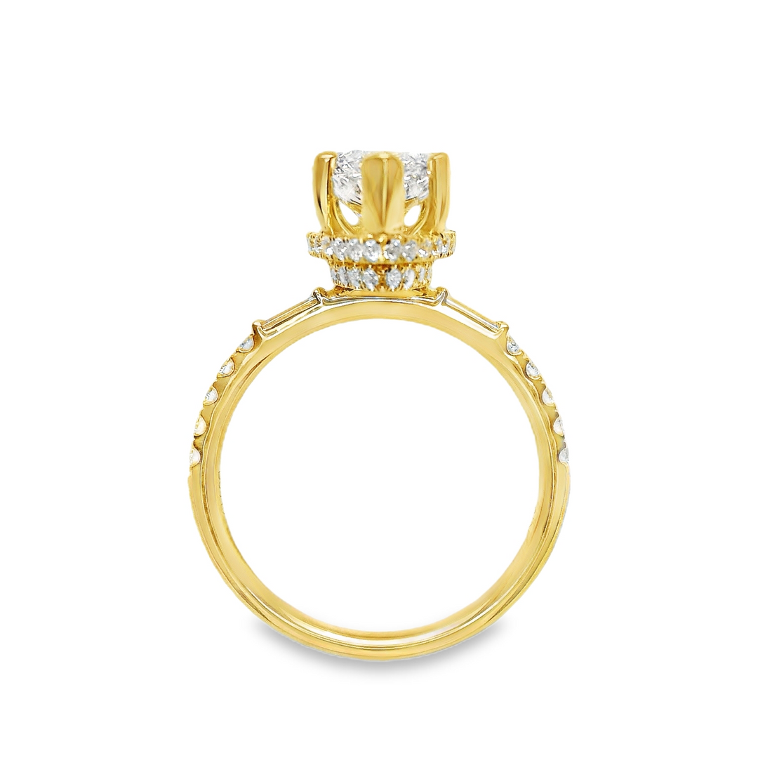 18kt Yellow Gold Lab-Grown Marquise and Natural Diamonds Engagement Ring (3.50ct)