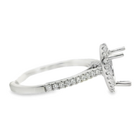 18kt White Gold Full-Cut Diamond Pear-Shaped Halo Semi-Mount Ring (.29ct)