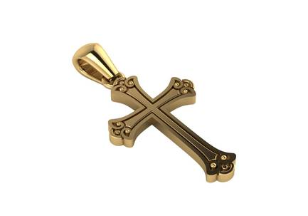 14kt Yellow Gold Fleur-de-Lis Cross Pendant (1.8g)