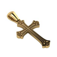 14kt Yellow Gold Fleur-de-Lis Cross Pendant (1.8g)