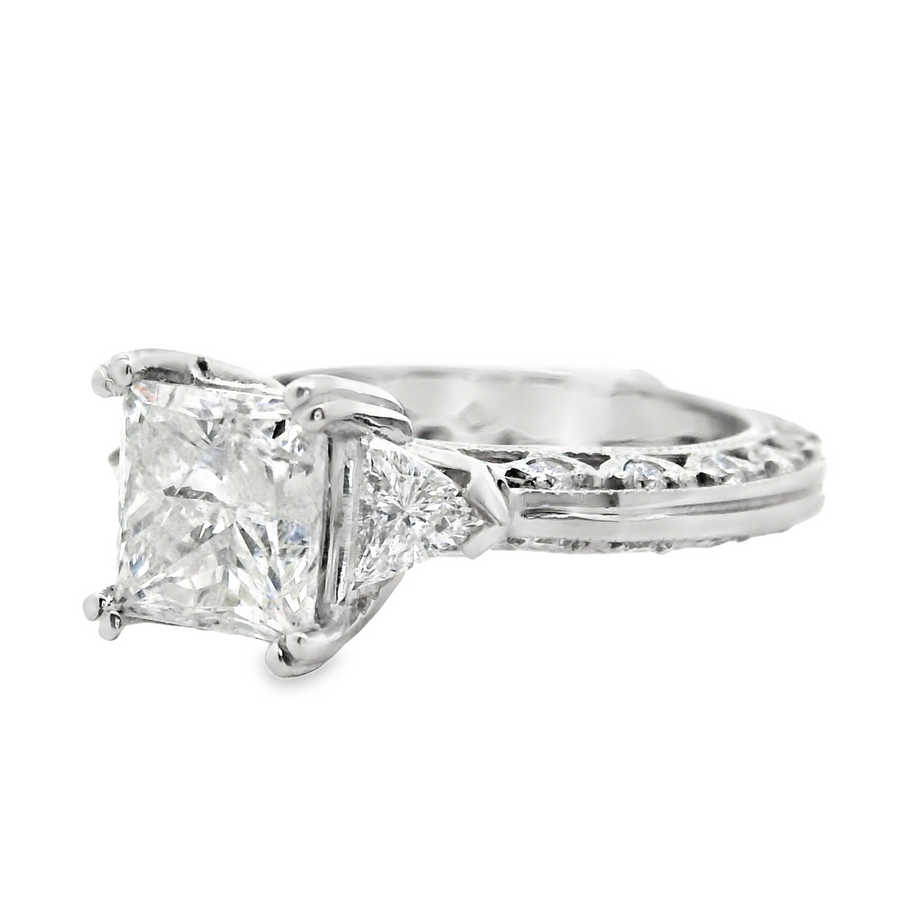 Platinum Natural Princess Cut Diamond Eternity Engagement Ring (2.89ct)