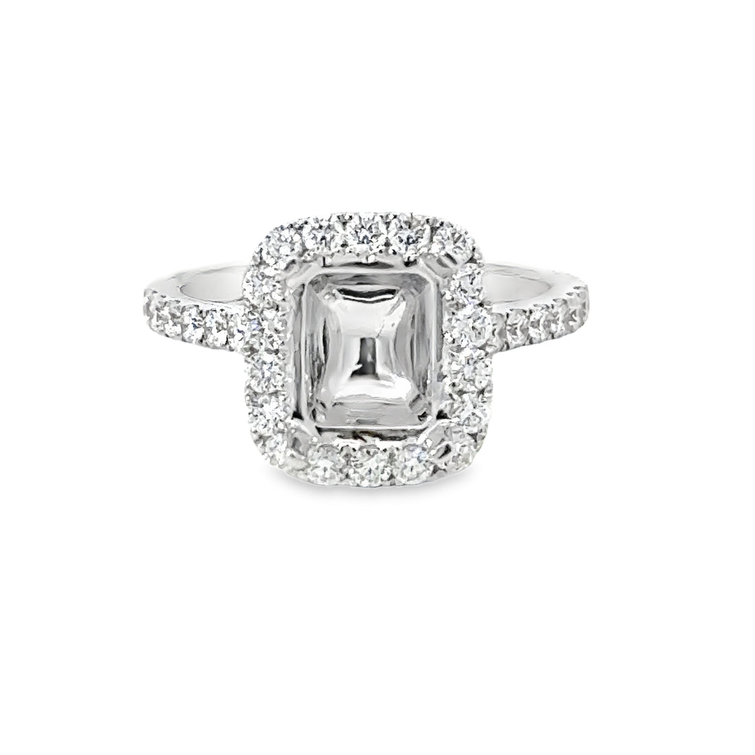 18kt White Gold Halo Natural Diamonds Semi-Mount Ring (0.93ct)