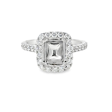 18kt White Gold Halo Natural Diamonds Semi-Mount Ring (0.93ct)