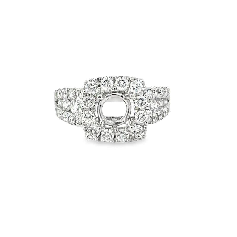 14kt White Gold Halo Natural Diamonds Semi-Mount Ring (1.28ct)