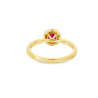 18kt Yellow Gold Round Natural Ruby and Round Natural Diamonds Ring (0.68ct)