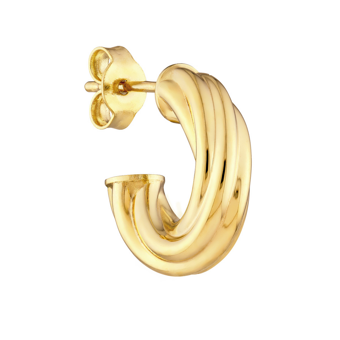 14kt Yellow Gold 6mm Small ID Twisted Open Hoop Earrings