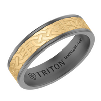 Triton 14kt Yellow Gold & Tantalum Tu-Tone 6mm Celtic Matte Finish Wedding Ring