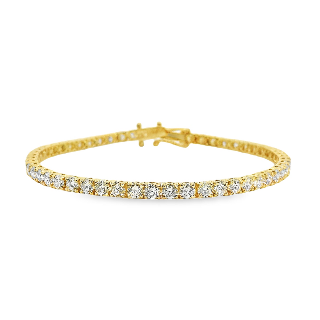 14kt Yellow Gold 7" Lab-Grown Round Diamond Tennis Bracelet (6.54ct)